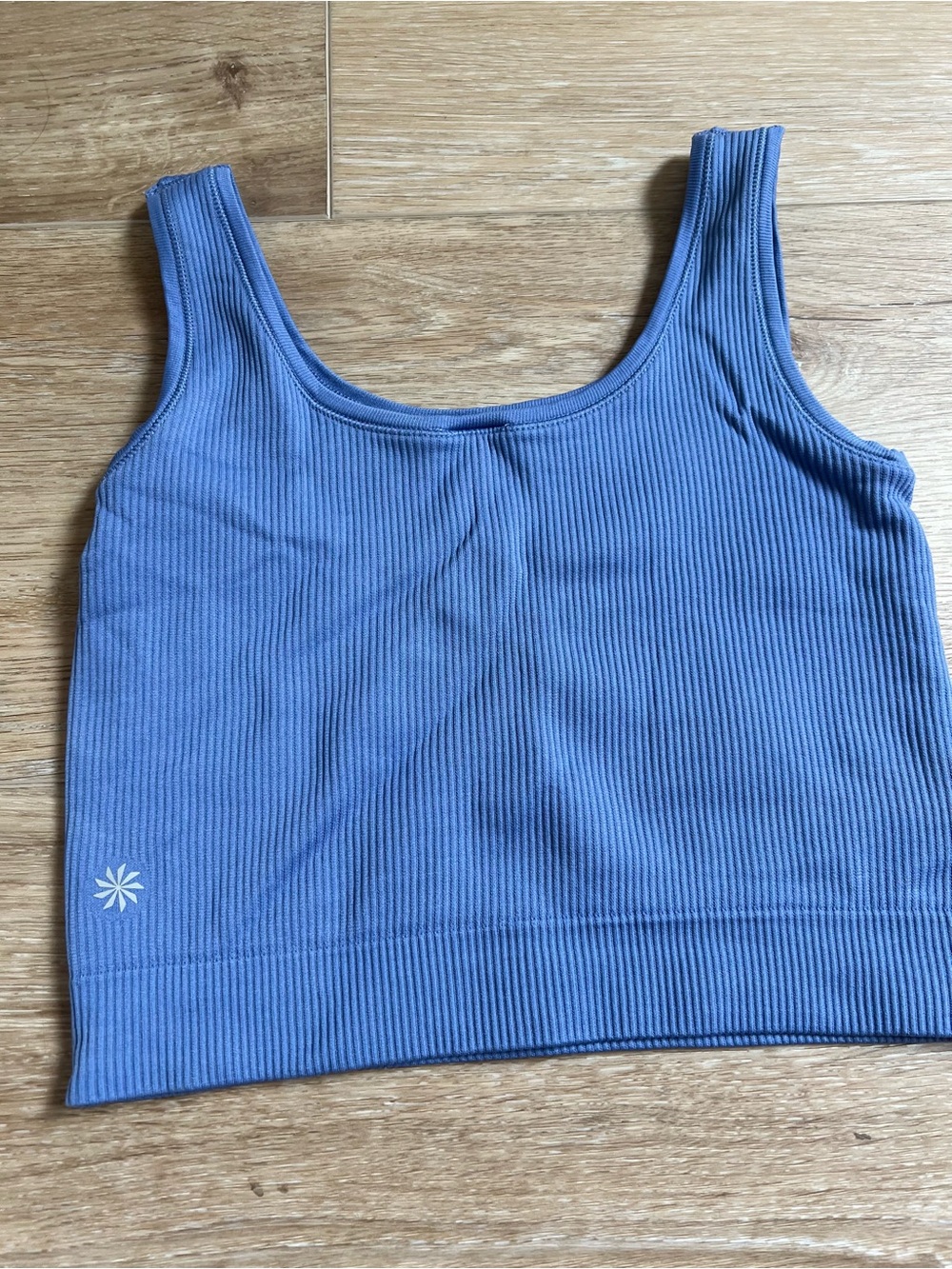 Athleta Blue Ribbed Crop Tank Top